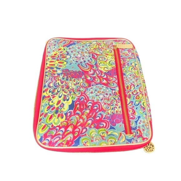 Lily Pulitzer laptop/tablet colorful zip case bright pink nylon lining pockets. - Picture 2 of 16